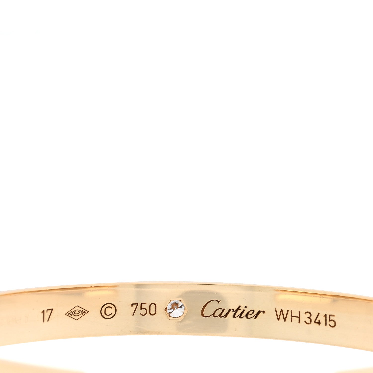 Cartier 18K Yellow Gold 1 Diamond LOVE Cuff Bracelet 17 3 of 3