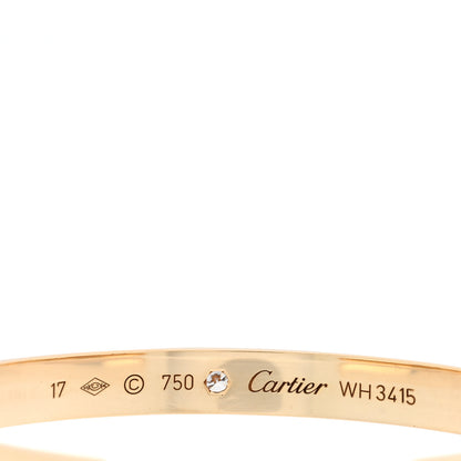 Cartier 18K Yellow Gold 1 Diamond LOVE Cuff Bracelet 17 3 of 3