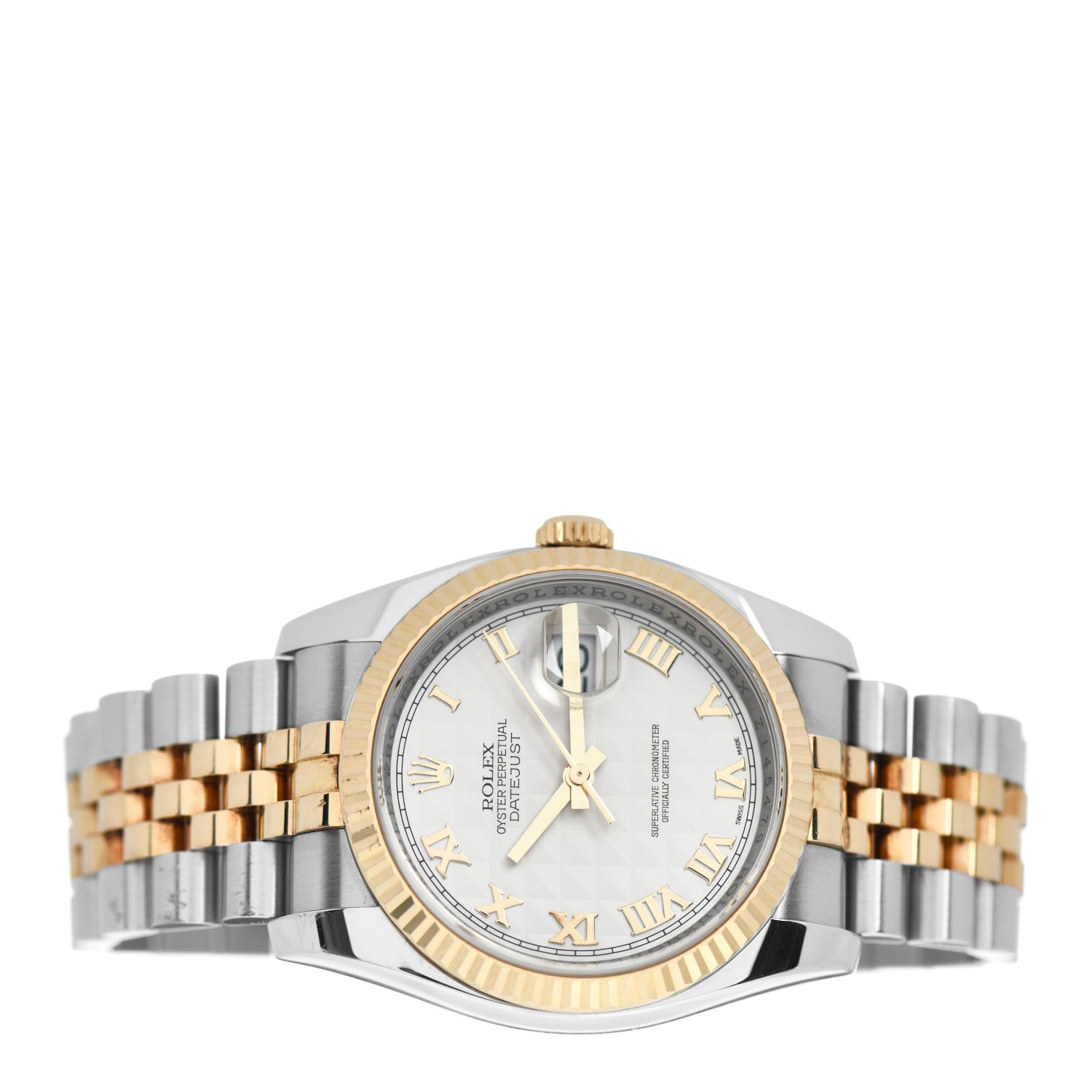 Rolex Stainless Steel 18K Yellow Gold 36mm Oyster Perpetual Datejust Watch White Roman 126233 2 of 4