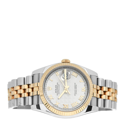 Rolex Stainless Steel 18K Yellow Gold 36mm Oyster Perpetual Datejust Watch White Roman 126233 2 of 4