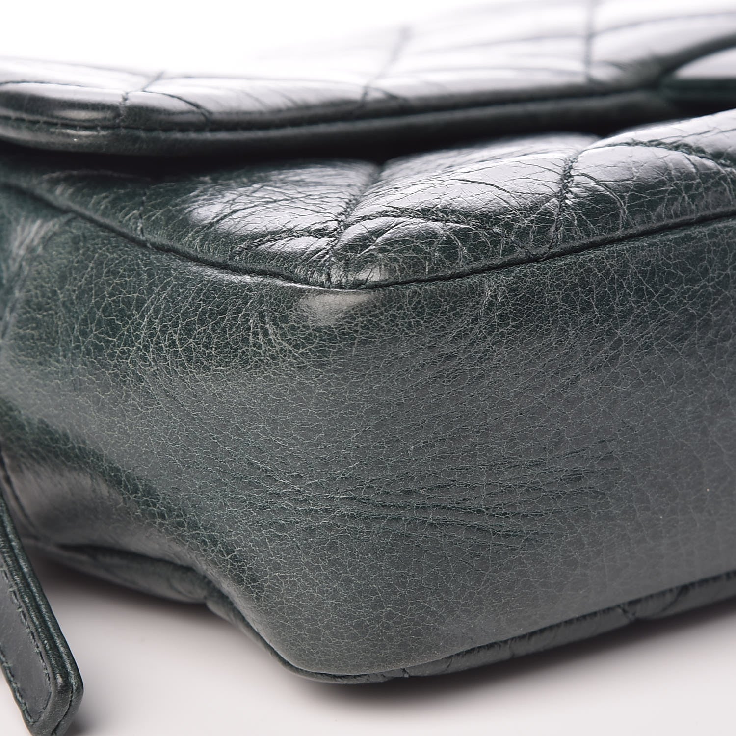 Chanel Glazed Calfskin Quilted Medium Duo Color Flap Dark Green 8 of 9