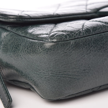 Chanel Glazed Calfskin Quilted Medium Duo Color Flap Dark Green 8 of 9