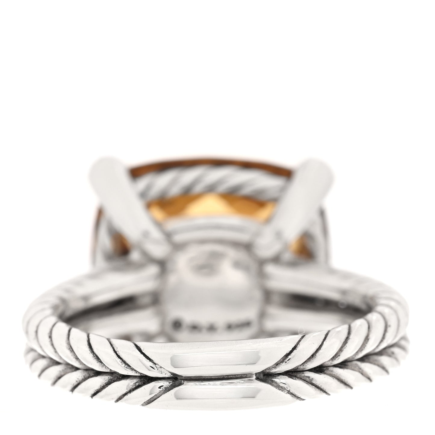 Sterling Silver Diamond Citrine 14mm Chatelaine Ring 54 7