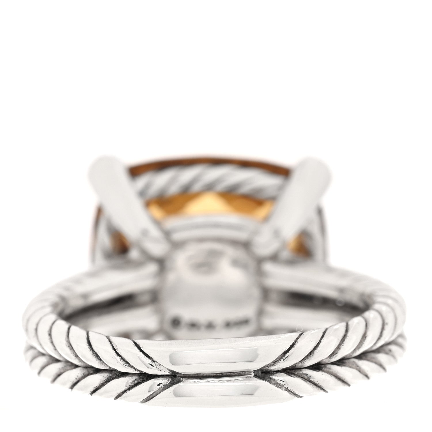 David Yurman Sterling Silver Diamond Citrine 14mm Chatelaine Ring 54 7 3 of 4
