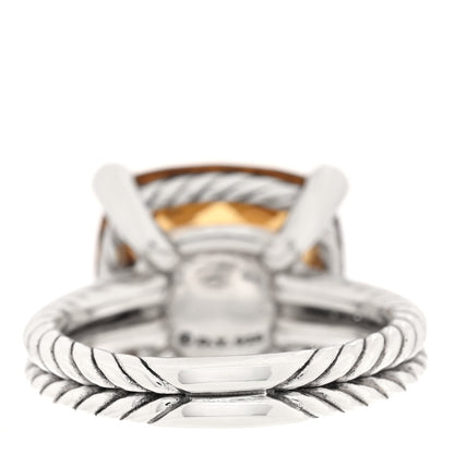 David Yurman Sterling Silver Diamond Citrine 14mm Chatelaine Ring 54 7 3 of 4