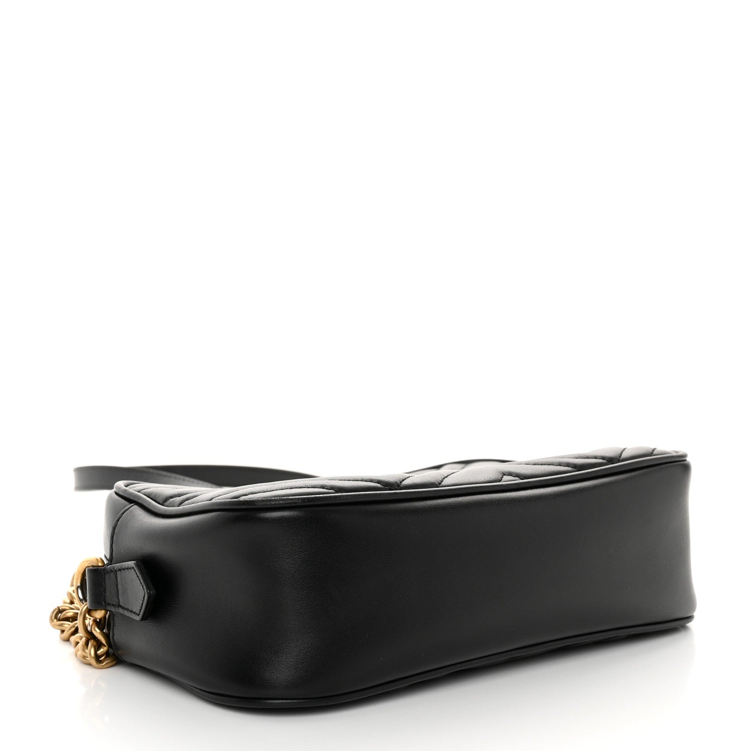 Gucci Calfskin Matelasse Small GG Marmont Chain Shoulder Bag Black 4 of 10
