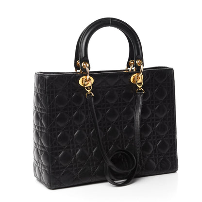 Christian Dior Lambskin Cannage Large Lady Dior Black 3 of 14