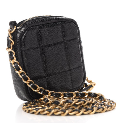 Chanel Caviar Quilted Diamond Coin Purse With Chain Black 3 of 8