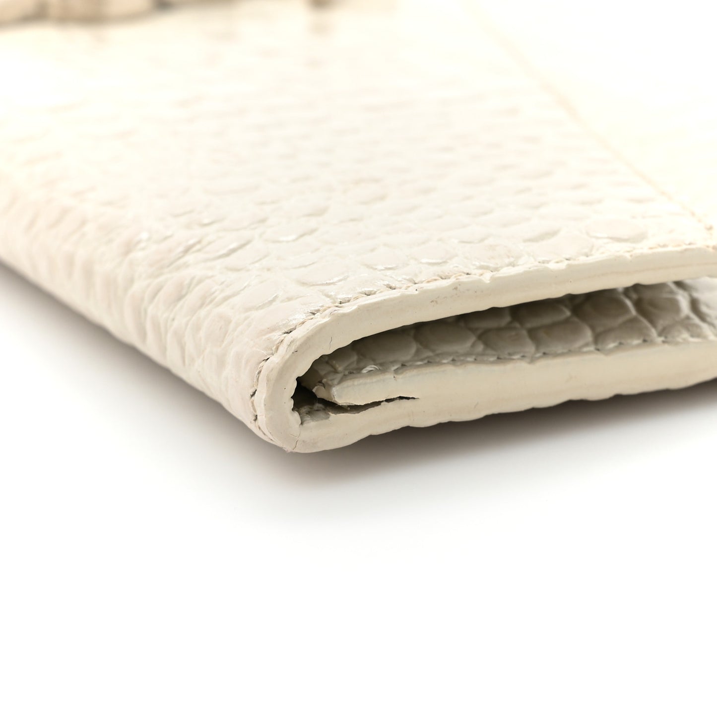 Calfskin Crocodile Embossed Uptown Monogram Clutch Porcellana