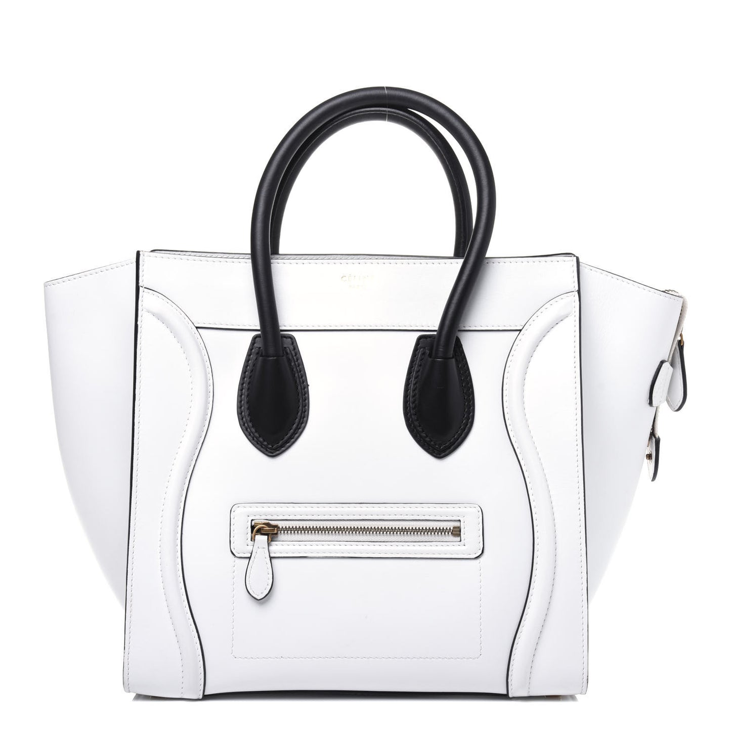 Satin Calfskin Mini Bi-Color Luggage White Black
