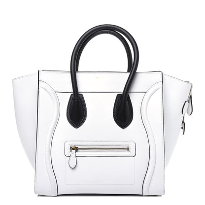 Celine Satin Calfskin Mini Bi-Color Luggage White Black 1 of 16