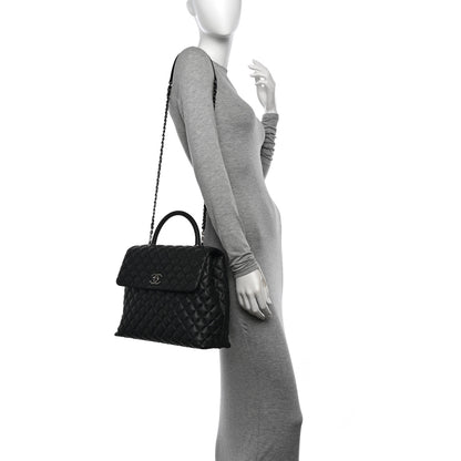 Chanel Caviar Quilted Large Coco Handle Flap  Black 2 of 12