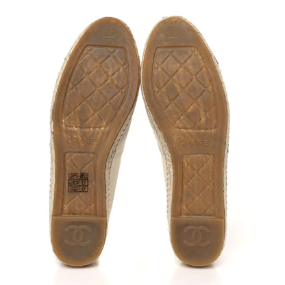 Chanel Metallic Calfskin Grosgrain CC Espadrilles 39 Ivory Black 5 of 8