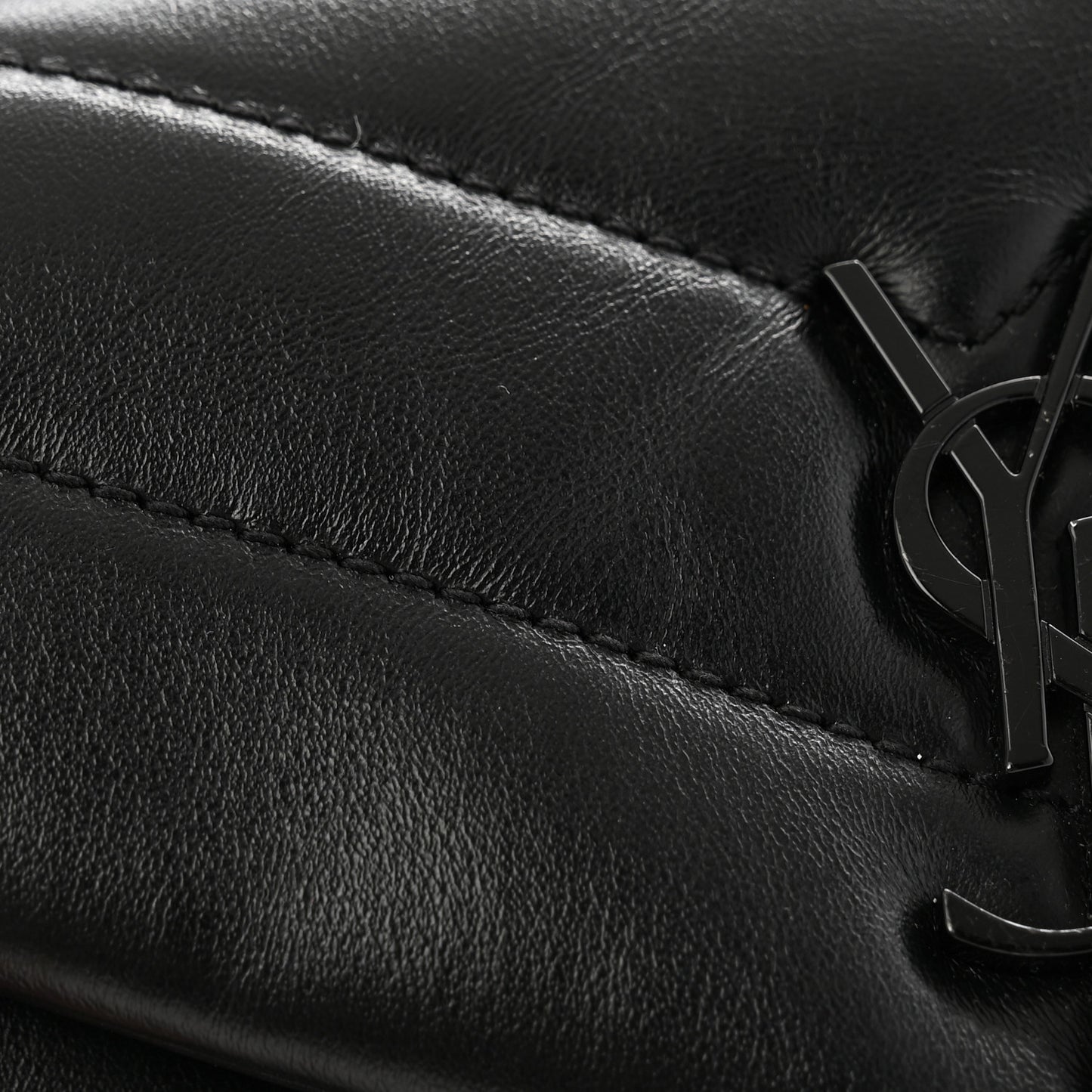 Calfskin Y Quilted Monogram Monochrome Toy Loulou Crossbody Bag Black