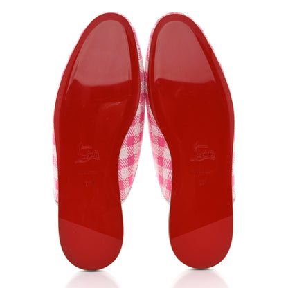 Christian Louboutin Toile Alligator Embossed Navy Coolito Flat 37.5 Rose White 5 of 7