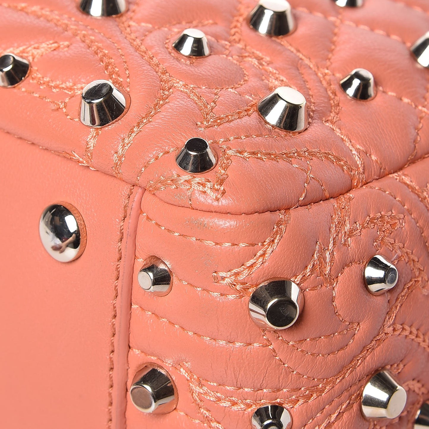 Nappa Barocco Quilted Studded Vanitas Demetra Salmon