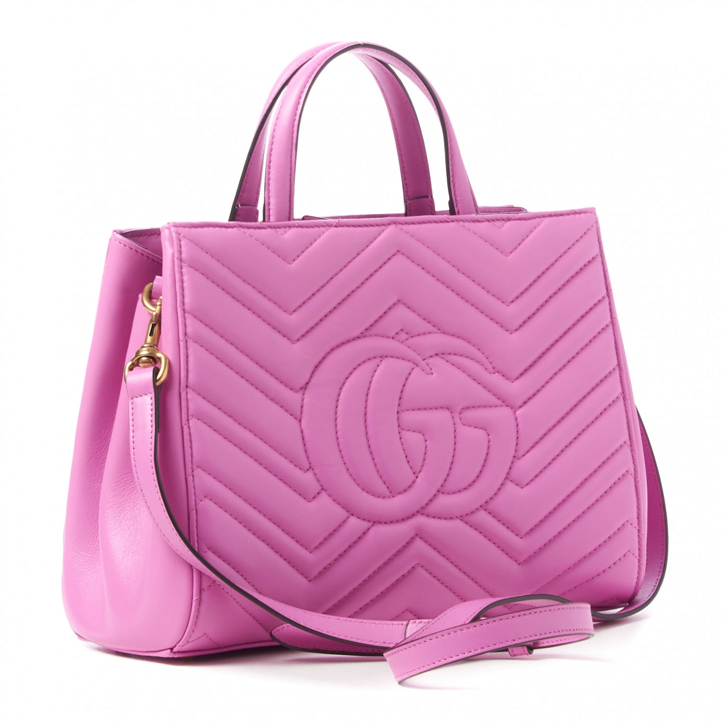 Calfskin Matelasse Small GG Marmont Tote Candy Mousse