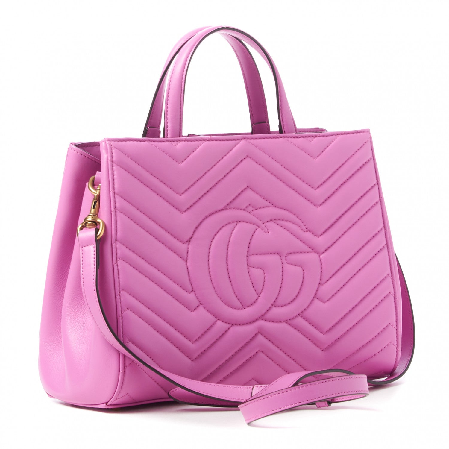 Gucci Calfskin Matelasse Small GG Marmont Tote Candy Mousse 2 of 8