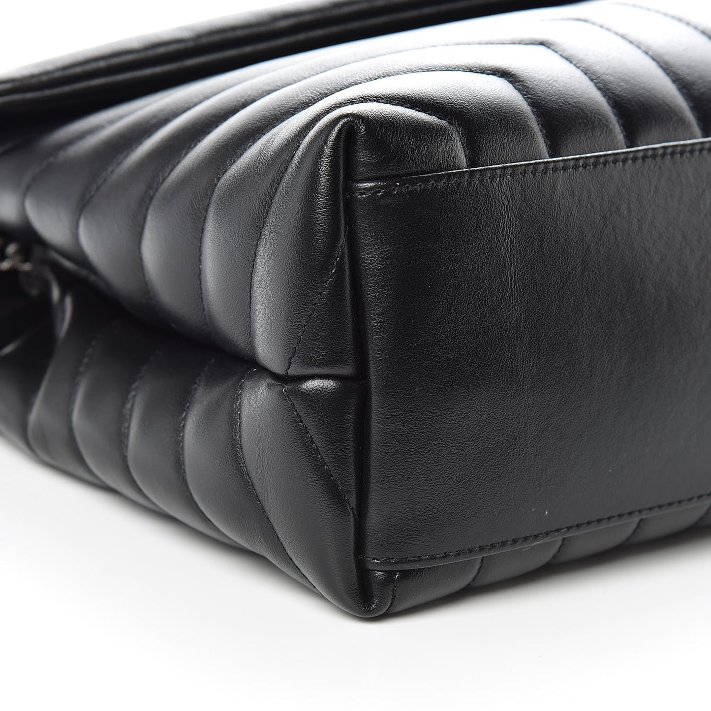 Calfskin Y Quilted Monogram Medium Loulou Chain Satchel Black
