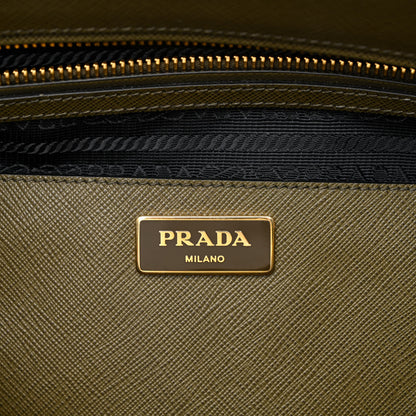 Prada Saffiano Lux Bi-Color Medium Galleria Double Zip Tote Militare Black 5 of 11