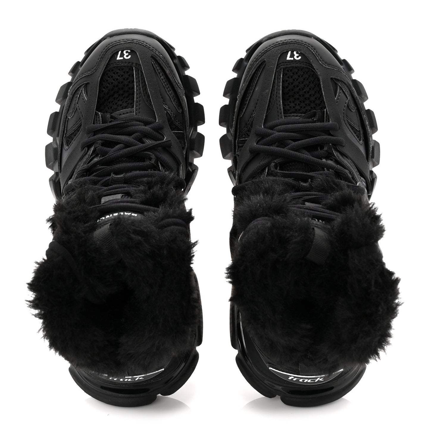 Mesh Nylon Faux Fur Womens Track Hike Sneakers 37 Black