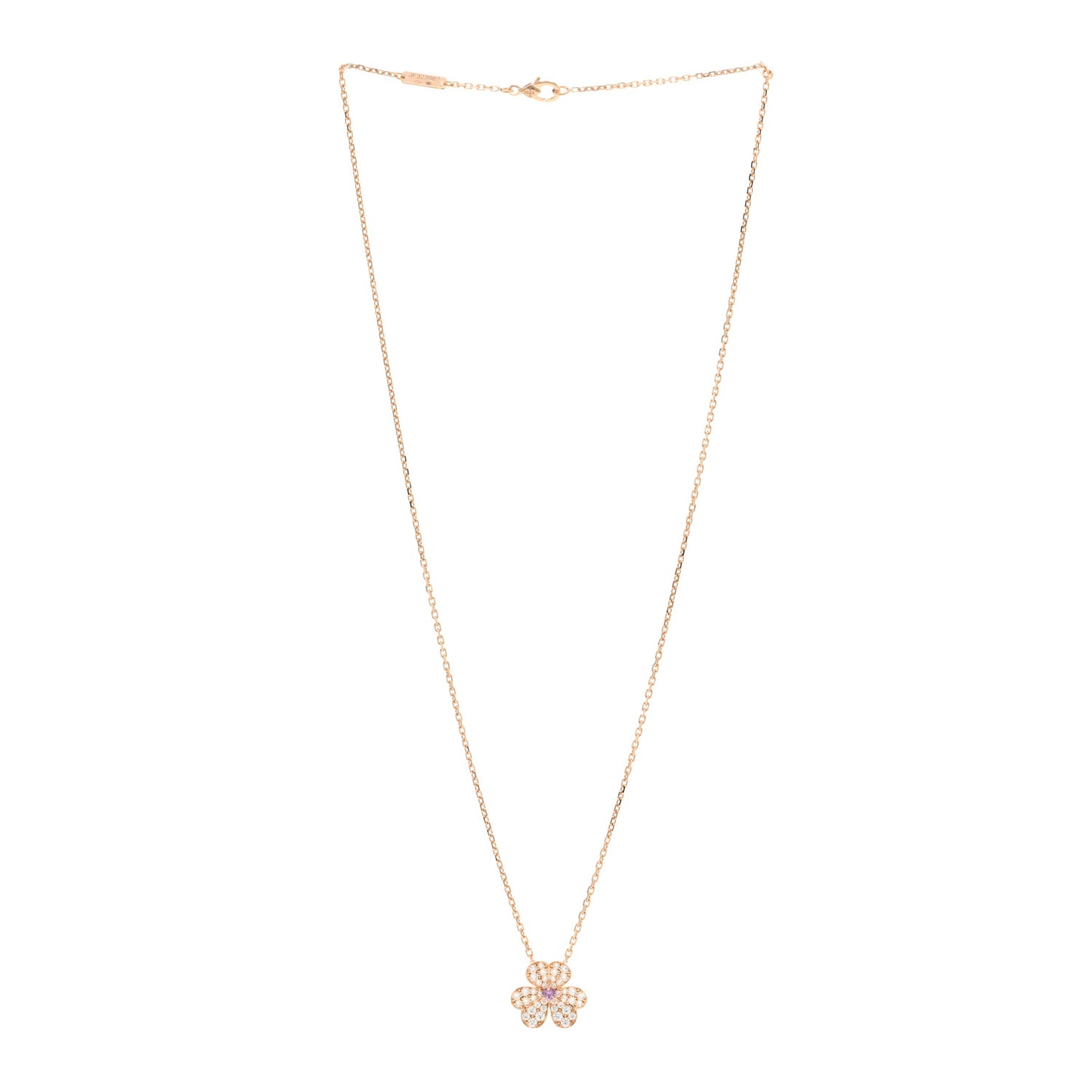 18K Rose Gold Diamond Pink Sapphire Small Frivole Pendant Necklace