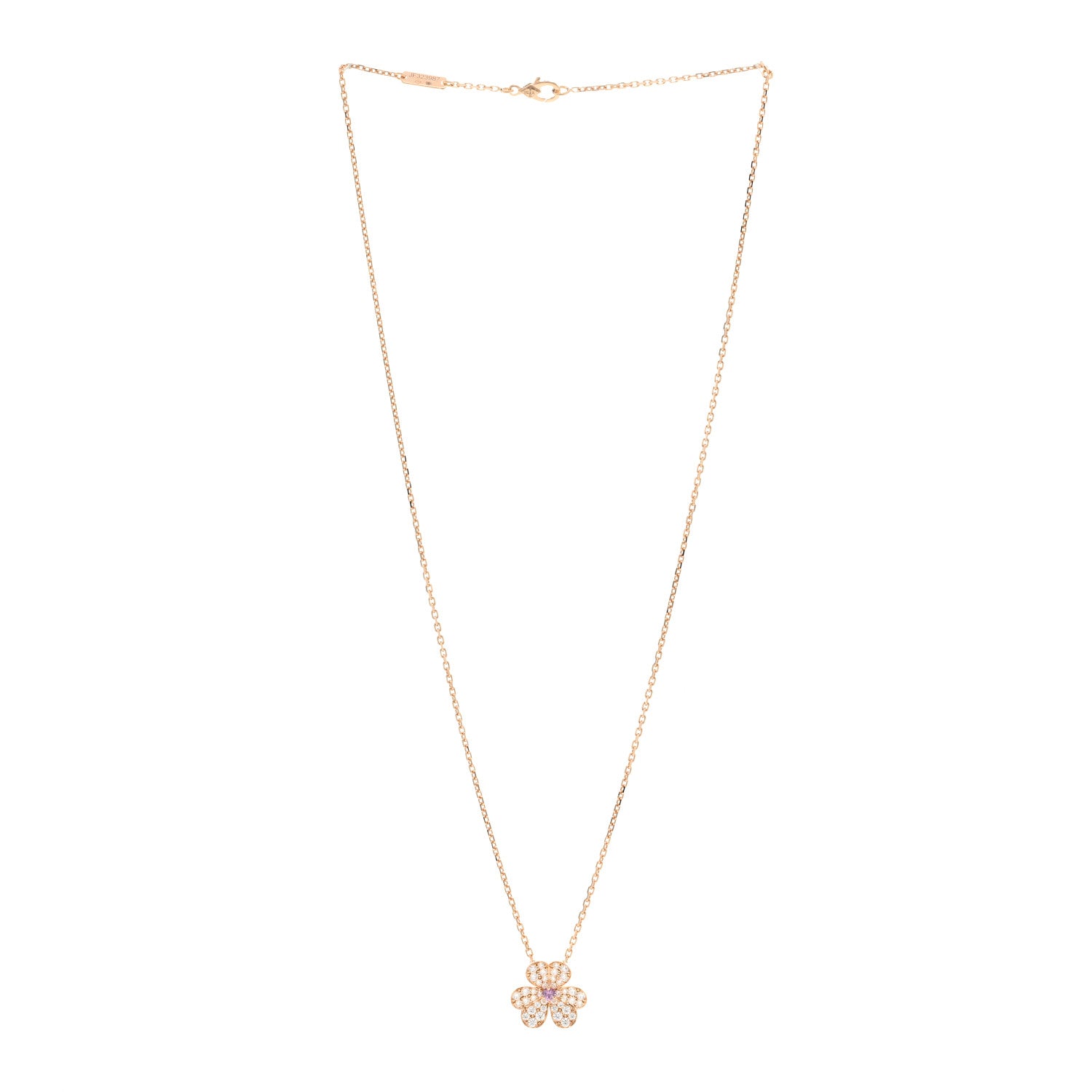 Van Cleef & Arpels 18K Rose Gold Diamond Pink Sapphire Small Frivole Pendant Necklace 3 of 5