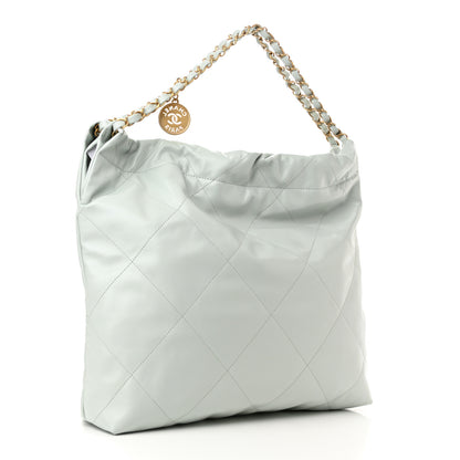 Chanel Shiny Calfskin Quilted Chanel 22 Light Blue 4 of 11