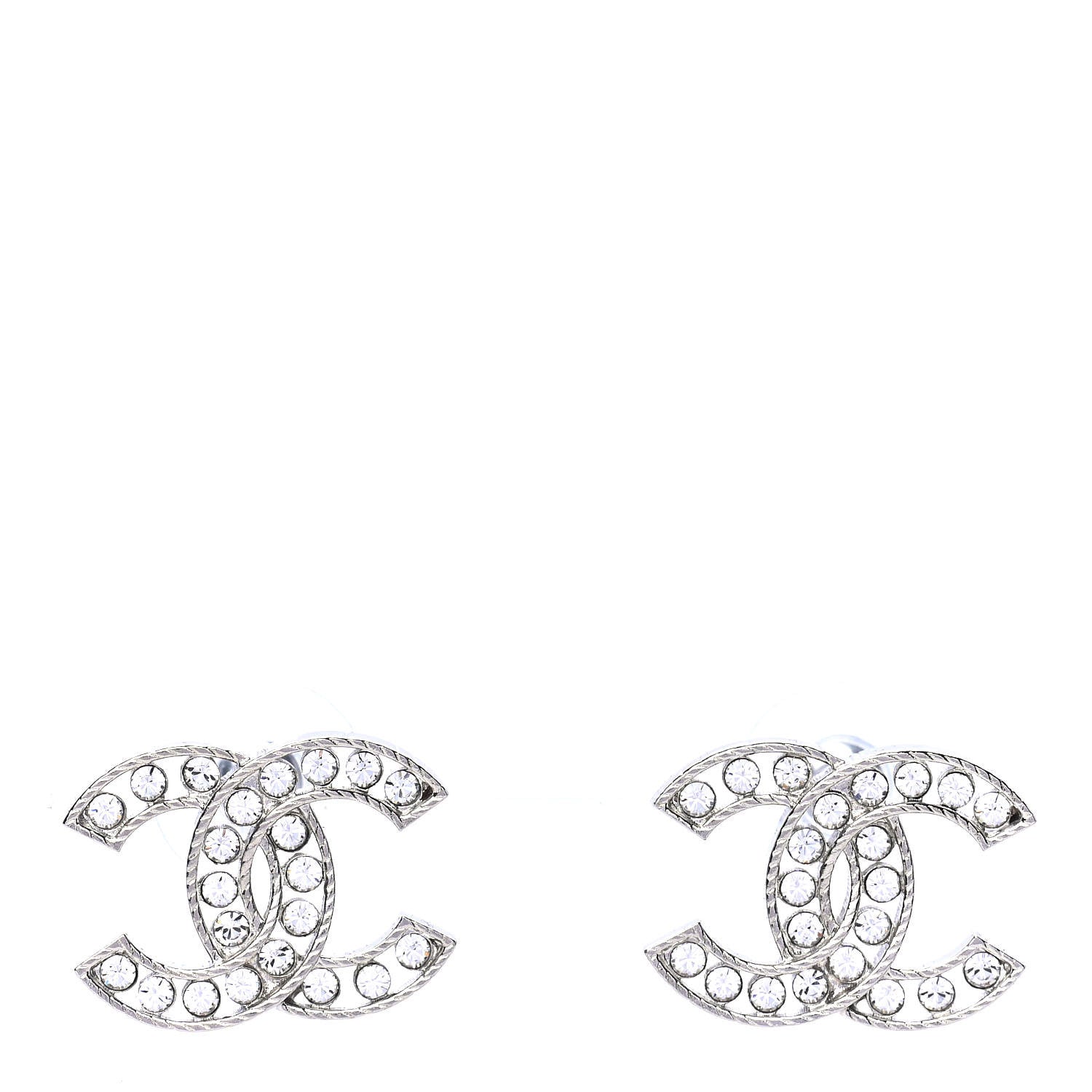 Chanel Crystal CC Earrings Silver 1 of 4