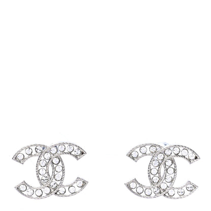 Chanel Crystal CC Earrings Silver 1 of 4