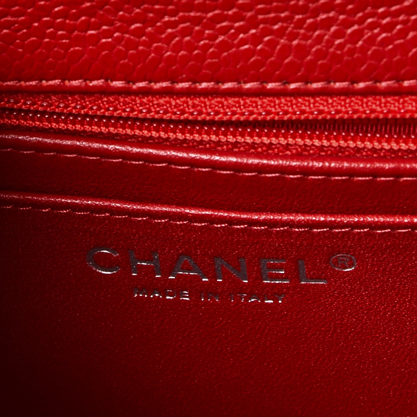 Caviar Quilted Mini Square Flap Dark Red