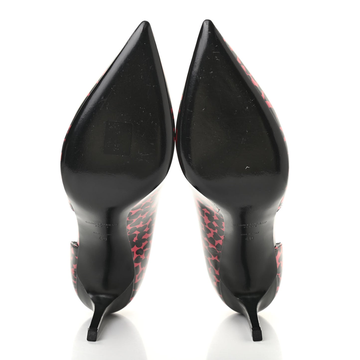 Calfskin Heart Print D'Orsay Paris 105 Pumps 40 Pink Black