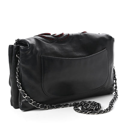 Chanel Lambskin Tweed Large Camellia Petals Flap Black 3 of 10