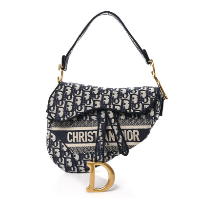 Christian Dior Oblique Embroidered Saddle Bag Blue 1 of 10