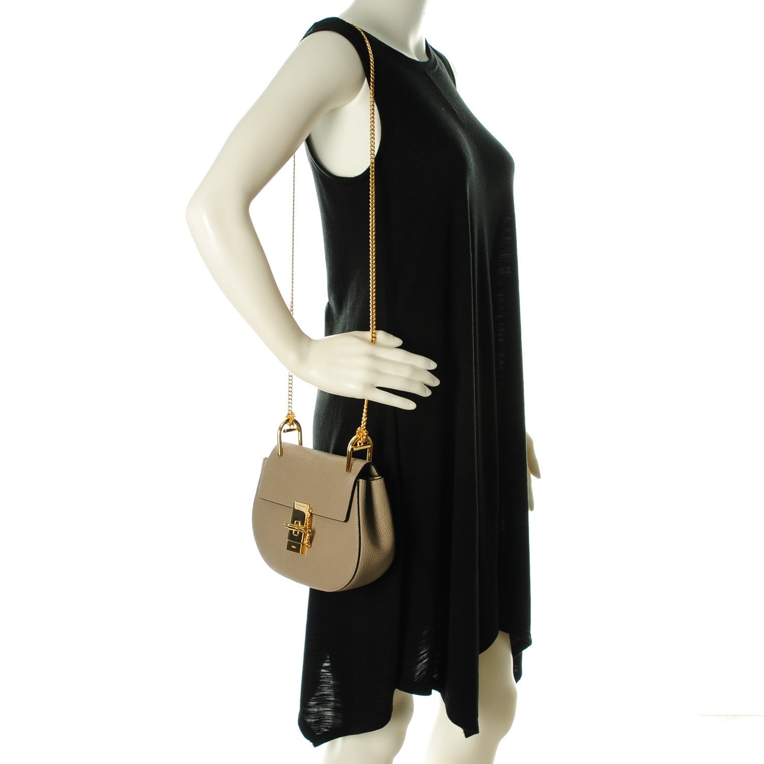 Chloe Grained Lambskin Mini Drew Shoulder Bag Motty Grey 2 of 8