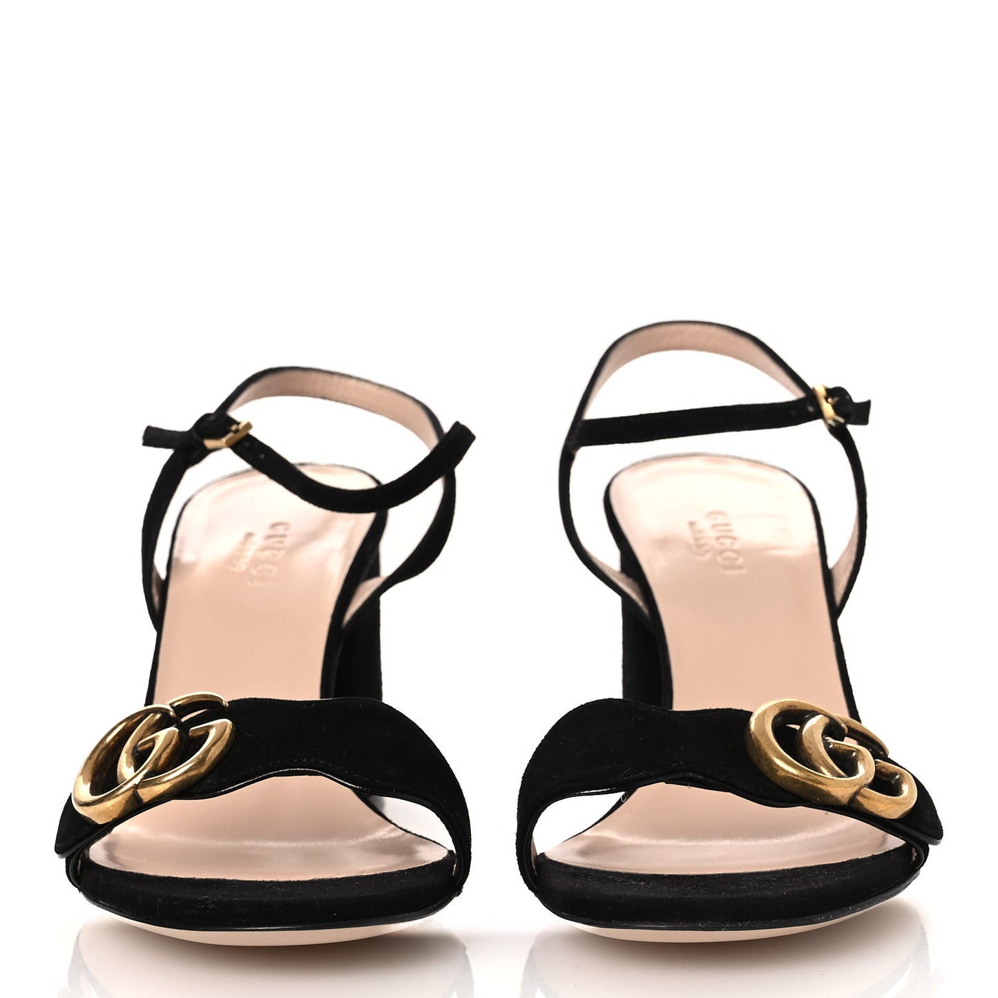 Kid Scamosciato GG Marmont Ankle Wrap 75mm Sandals 37 Black