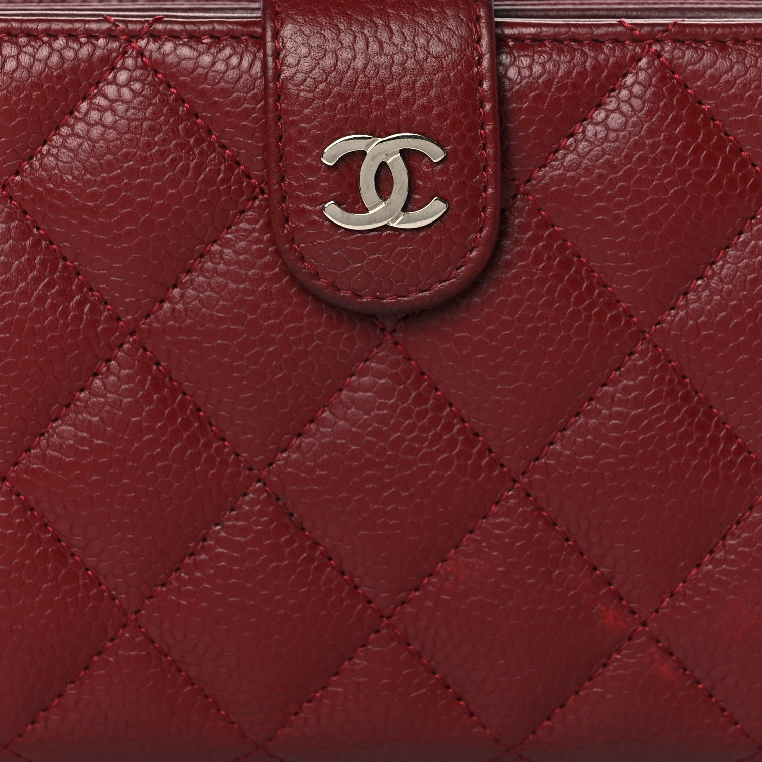Chanel Caviar Quilted Zipped Pocket Wallet Red 9 of 10