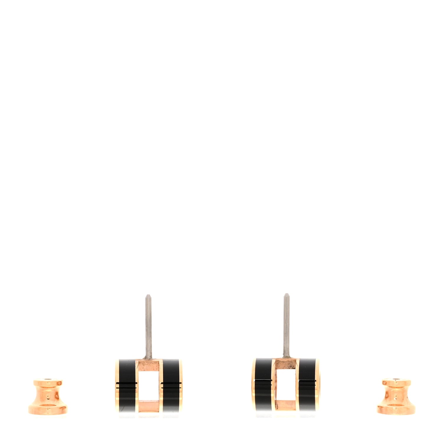 Hermes Gold Lacquered Pop H Earrings Black 3 of 5