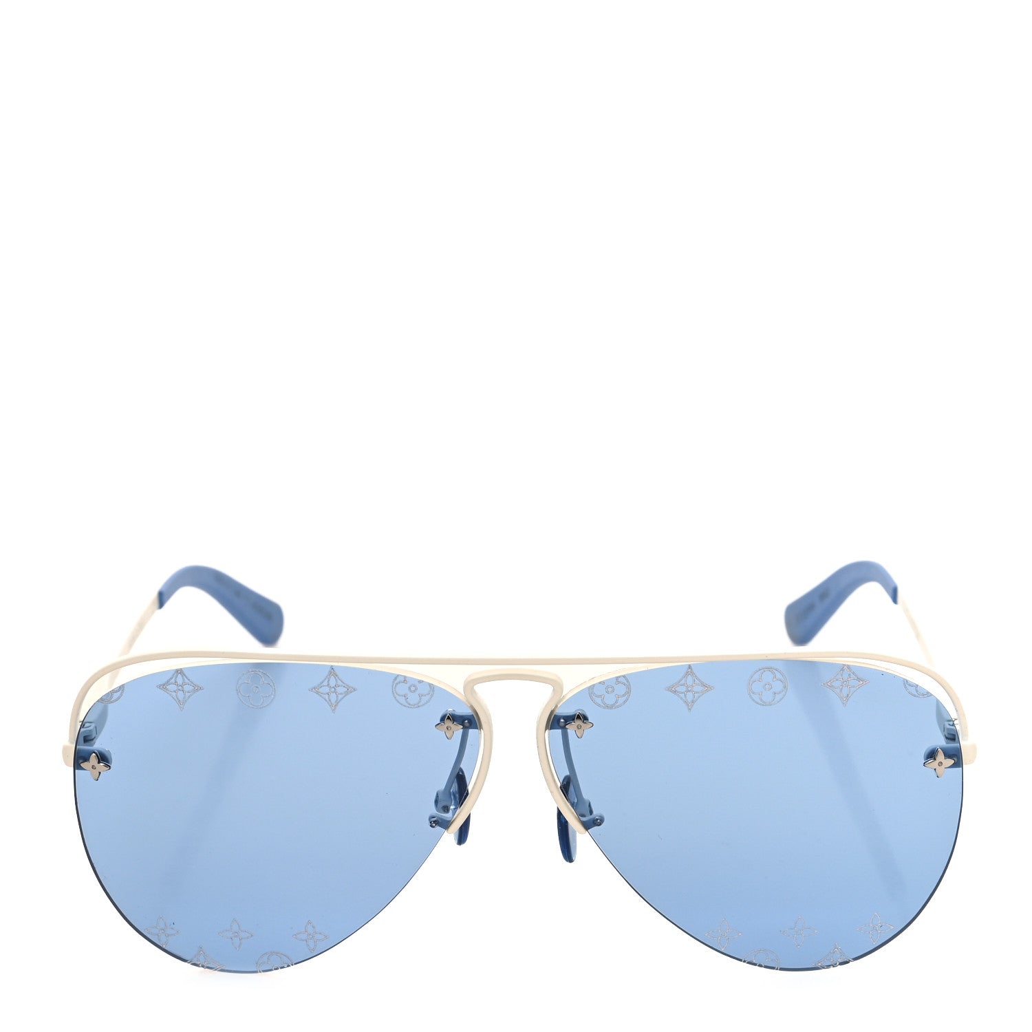 Louis Vuitton Monogram Grease Mask Sunglasses ZT329W Silver Blue 2 of 8