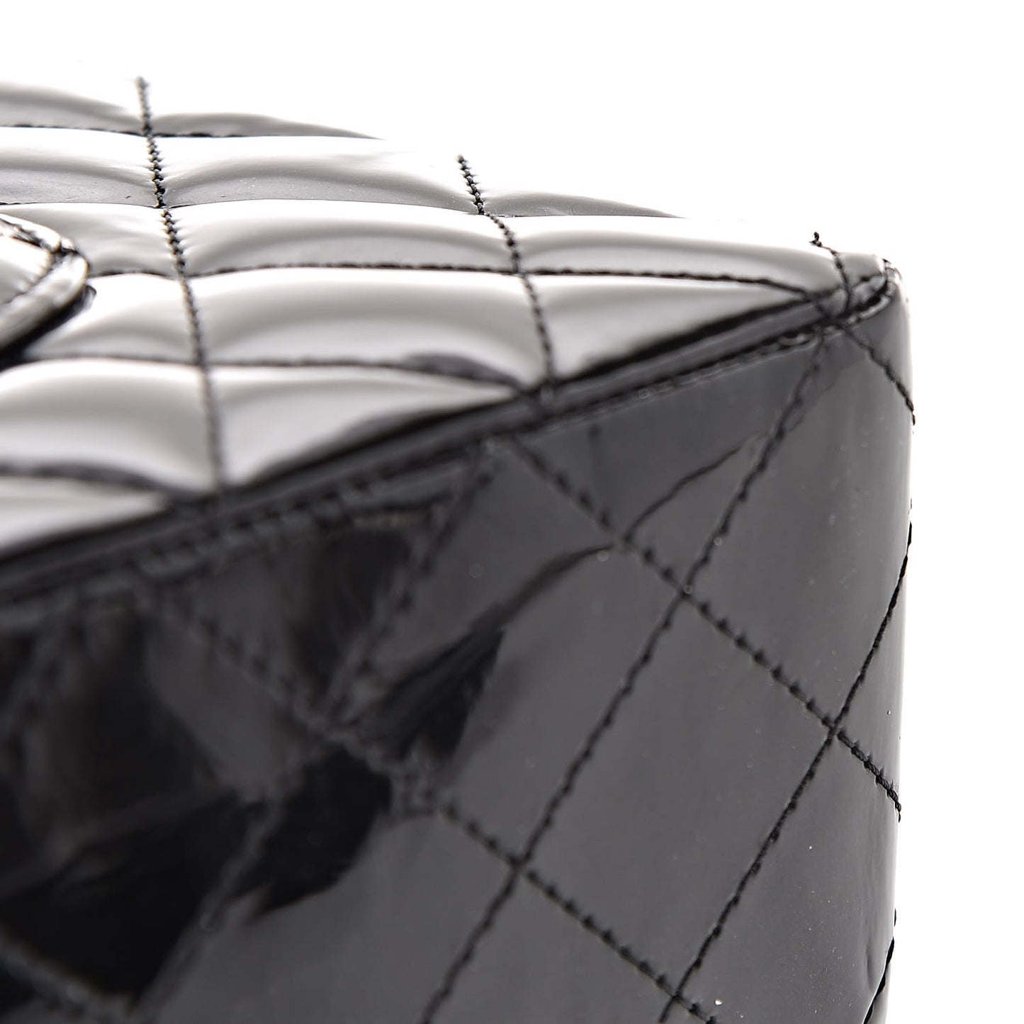 Patent Quilted Medium Double Flap Black
