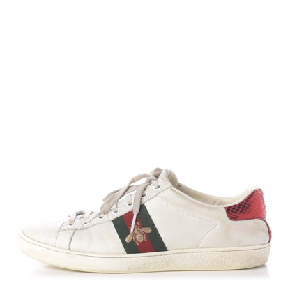Gucci Calfskin Ayers Web Bee Embroidered Womens Ace Sneakers 40 White 1 of 9