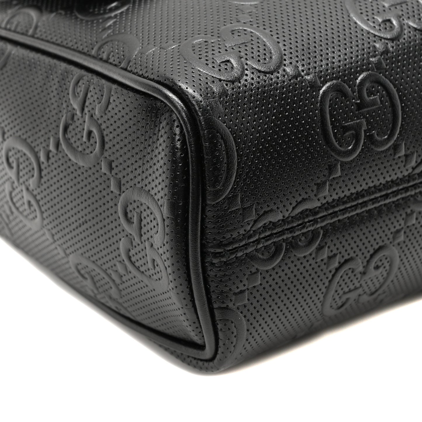 Calfskin GG Tennis Embossed Shoulder Bag Black