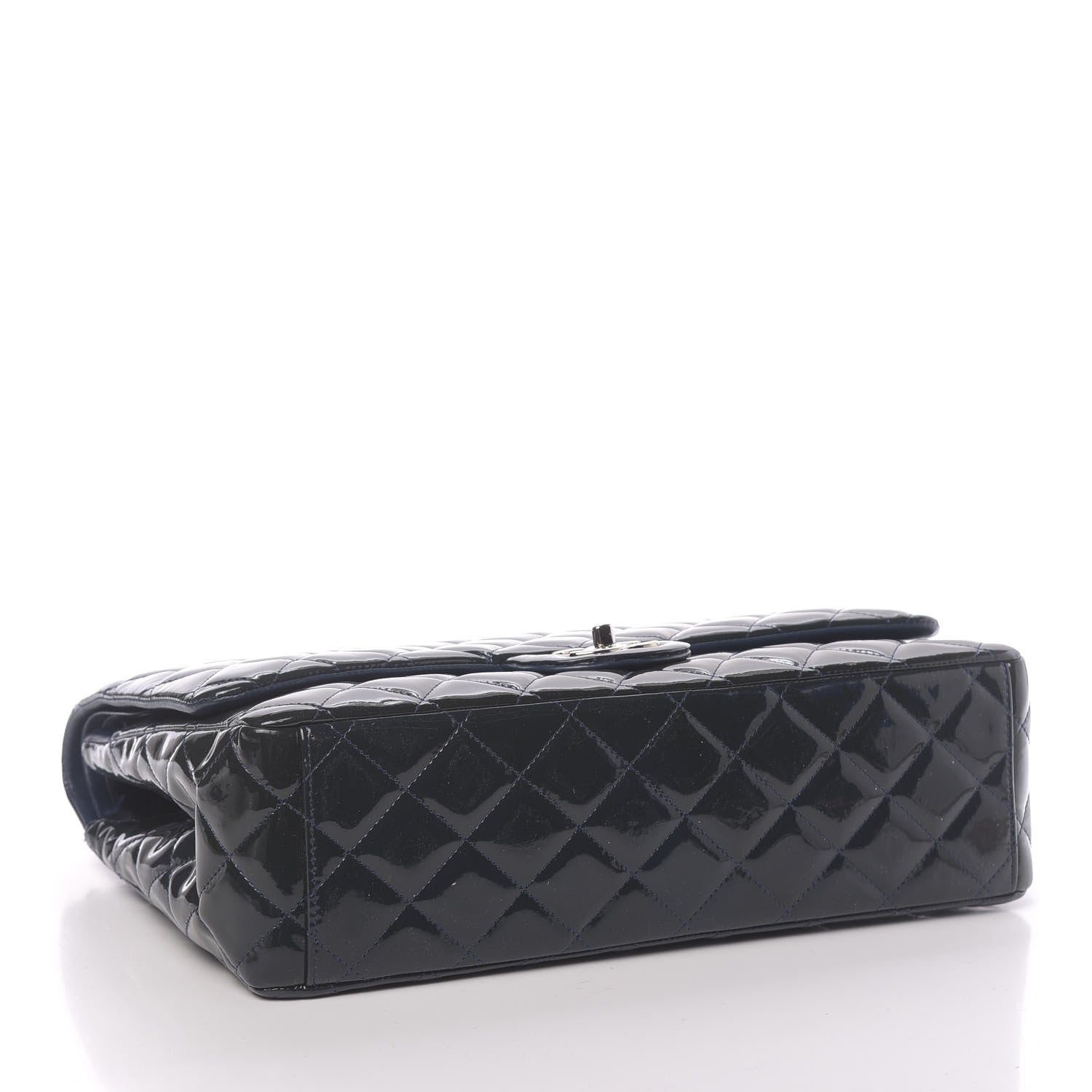 Chanel Patent Quilted Maxi Double Flap Navy Blue 4 of 15