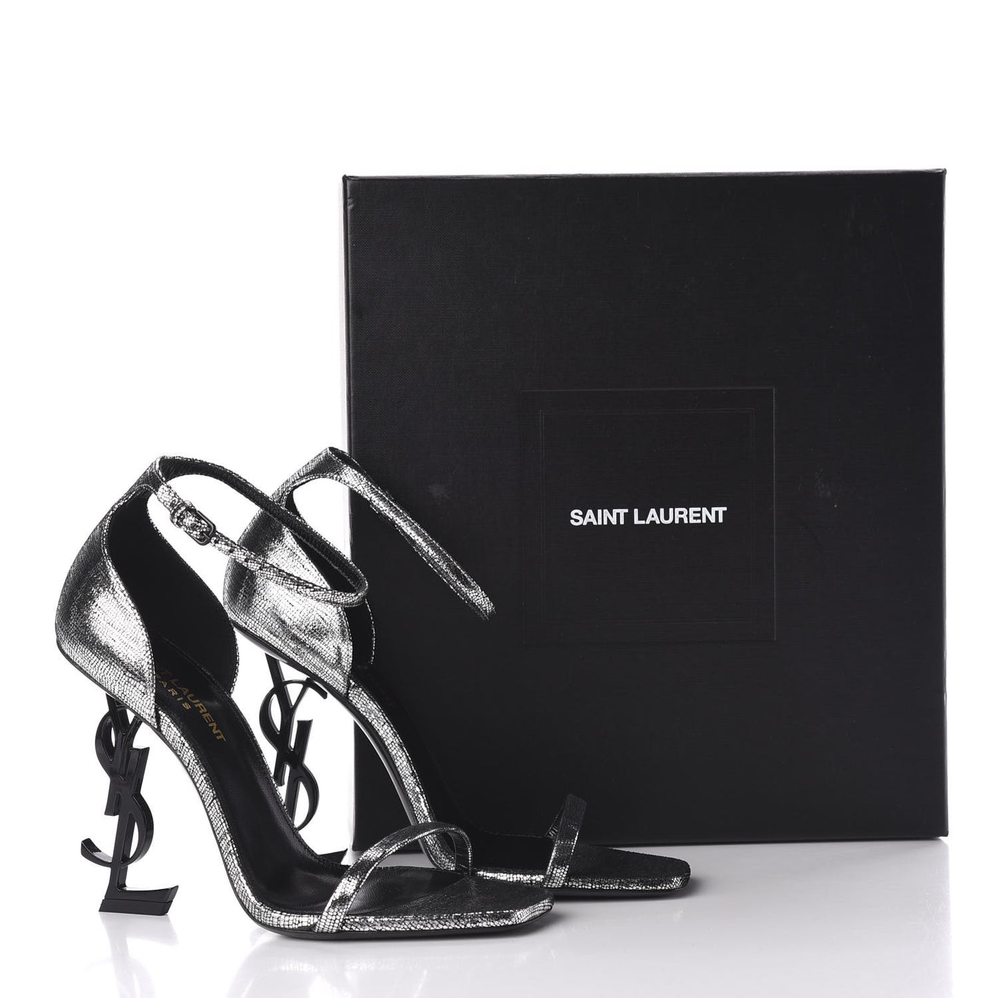 Metallic Calfskin Opyum 110 Sandals 37.5 Argento