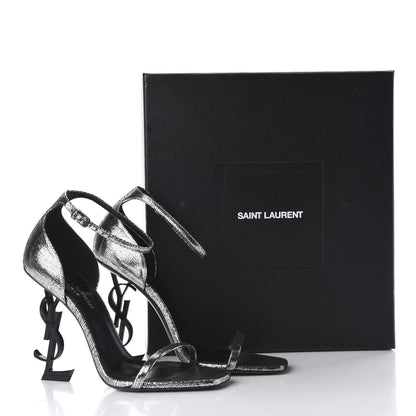 Saint Laurent Metallic Calfskin Opyum 110 Sandals 37.5 Argento 9 of 9