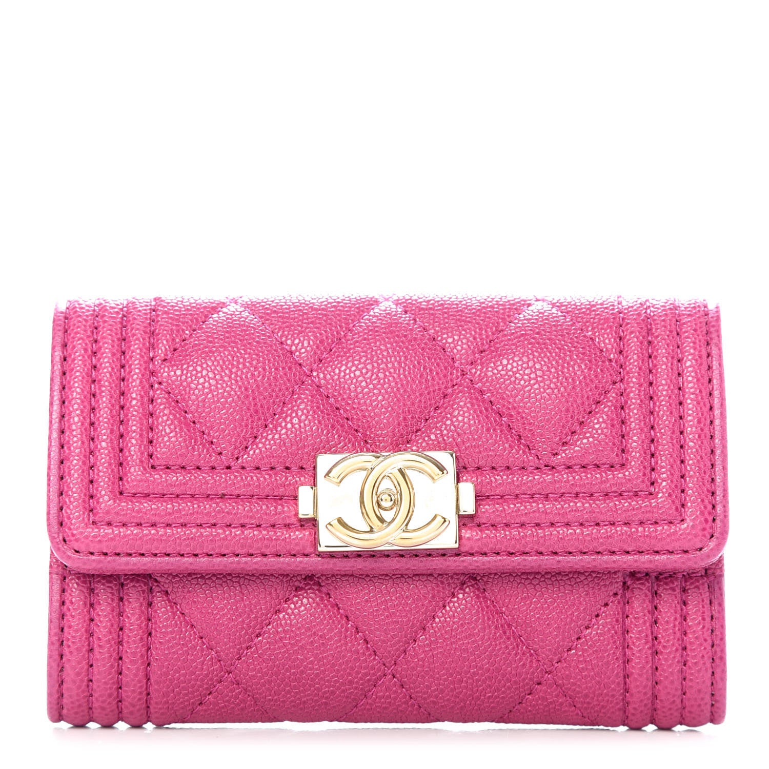 Chanel Caviar Quilted Boy Card Holder Wallet Fuchsia 1 of 9