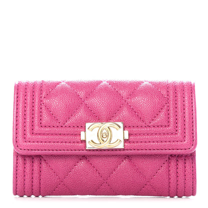 Chanel Caviar Quilted Boy Card Holder Wallet Fuchsia 1 of 9