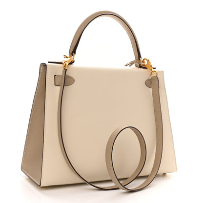 Hermes Epsom Bi-Color Horseshoe Kelly Sellier 28 Craie Trench 3 of 15