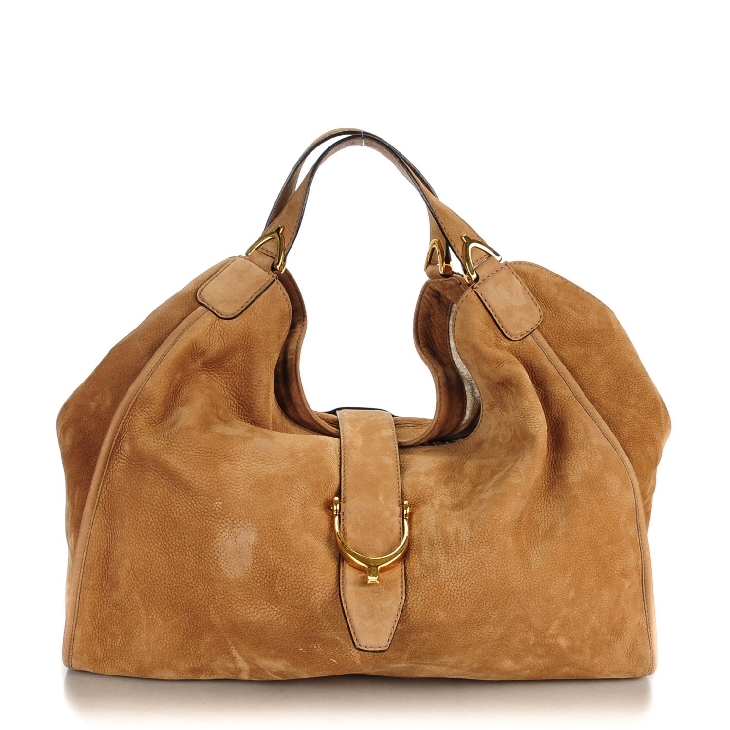 Gucci Nubuck Large Soft Stirrup Shoulder Bag Light Brown 1 of 7