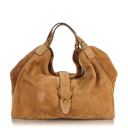 Gucci Nubuck Large Soft Stirrup Shoulder Bag Light Brown 1 of 7